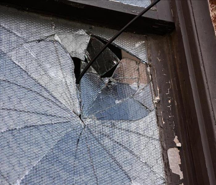Broken store window.