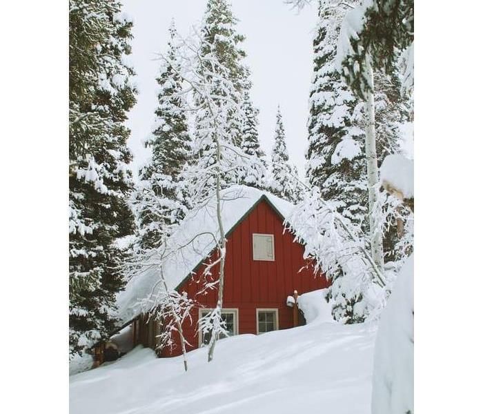 Snow covered wooden house in daytime